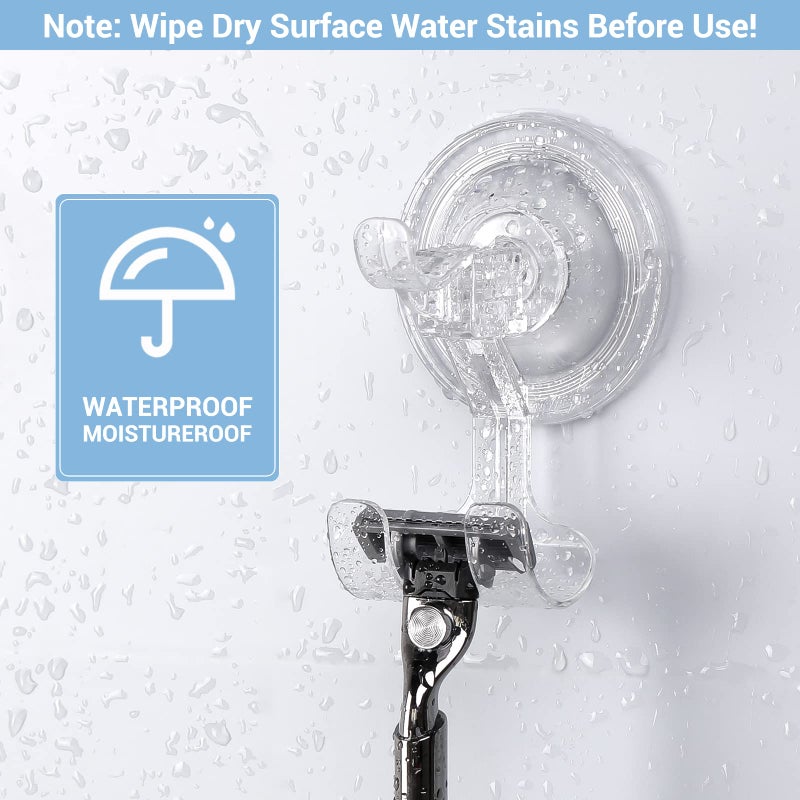 Teletrogy Large Suction Cup Hooks Shower Razor Holder - 2 Pack Heavy Duty Reusable Vacuum Shower Hook, Damage Free Wall Hooks for Bathroom Kitchen Towel Loofah Sponge Key Shaver Bathrobe Wreath - Image 5